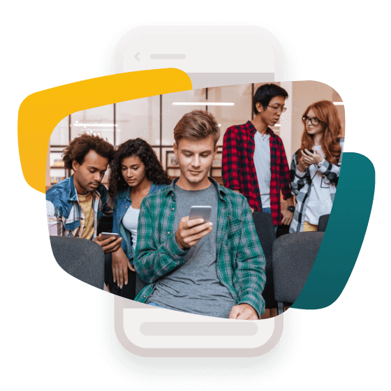 Mass texting service delivering messages to group of people.