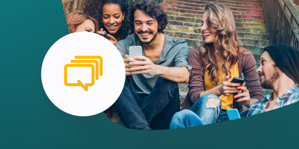 Mass texting service delivering messages to group of people.