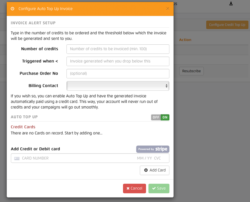 Message Box Auto Credit Top Up