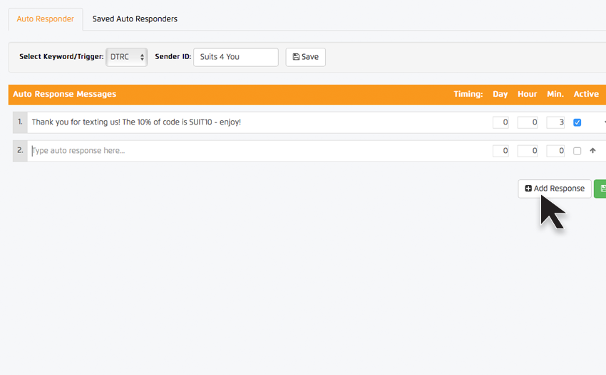 Auto-responders-add Automatic mobile marketing messages