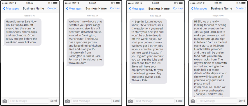 Different part messages Different part messages