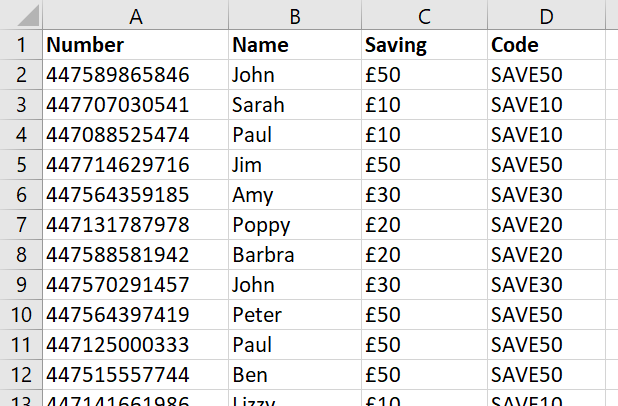 Excel custom field