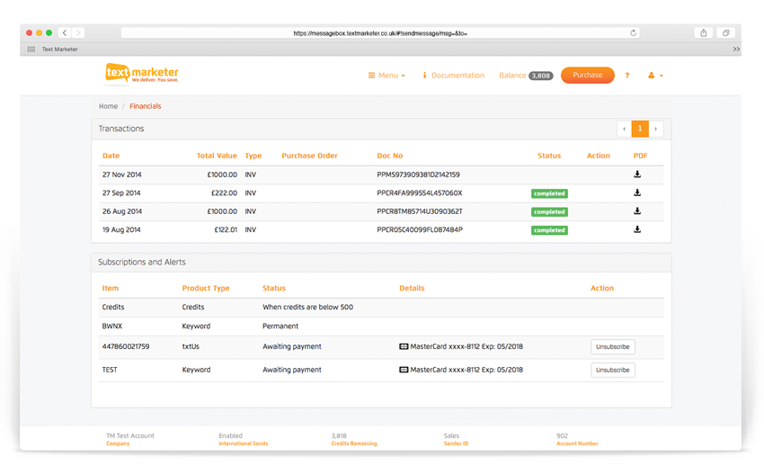 Mobile marketing - buying credits 