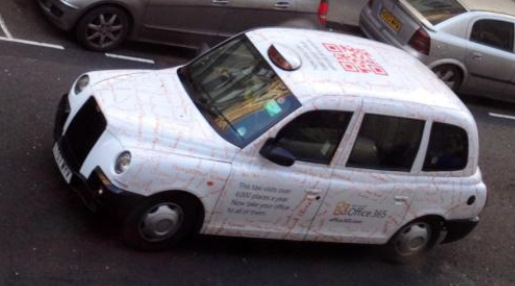 QR Code on the roof of a taxi QR Code on the roof of a taxi