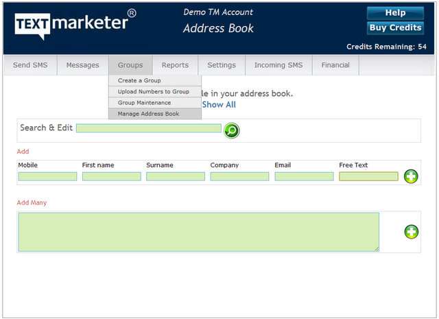 Manage Address Book Address Book feature in Text Marketer