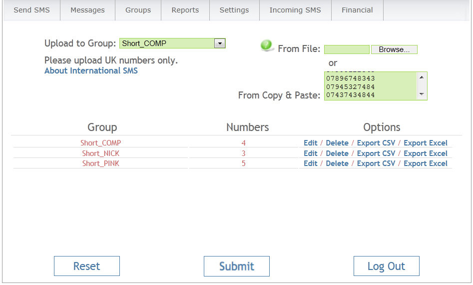 Upload users - Text Marketer