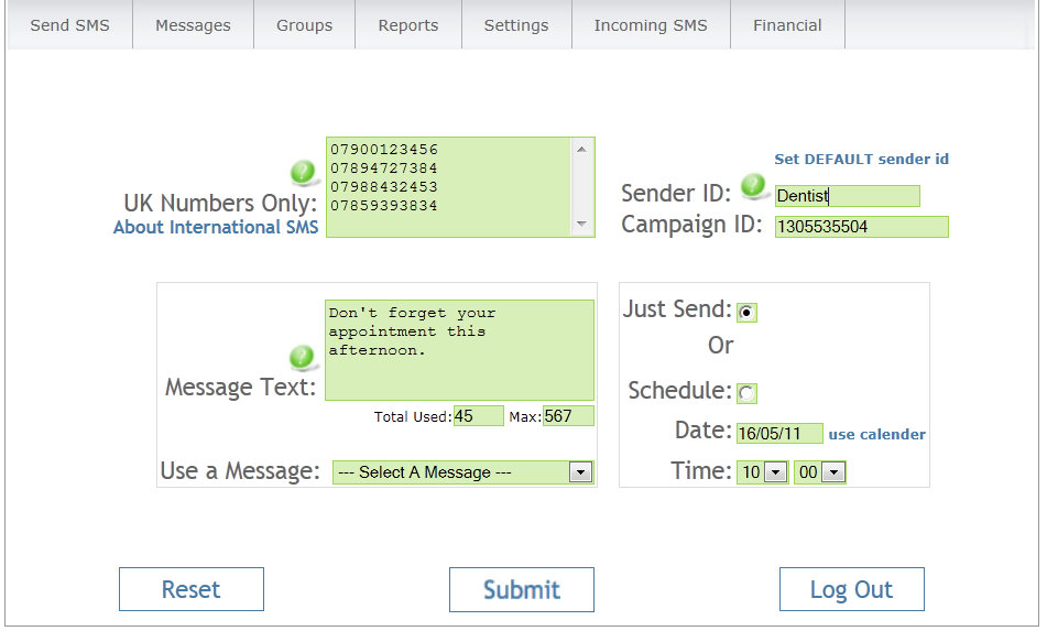 Screen capture Text Marketer