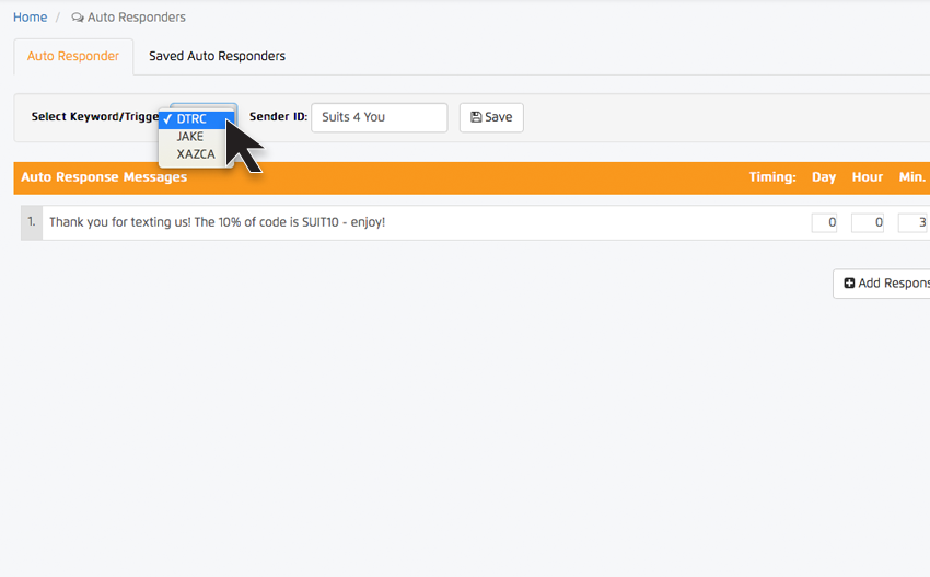 Keyword-autoresponders Setting autoresponders