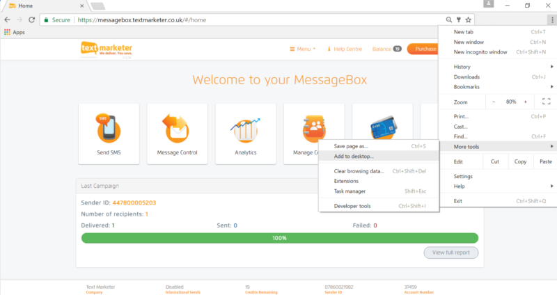 Message Box on Computer 1