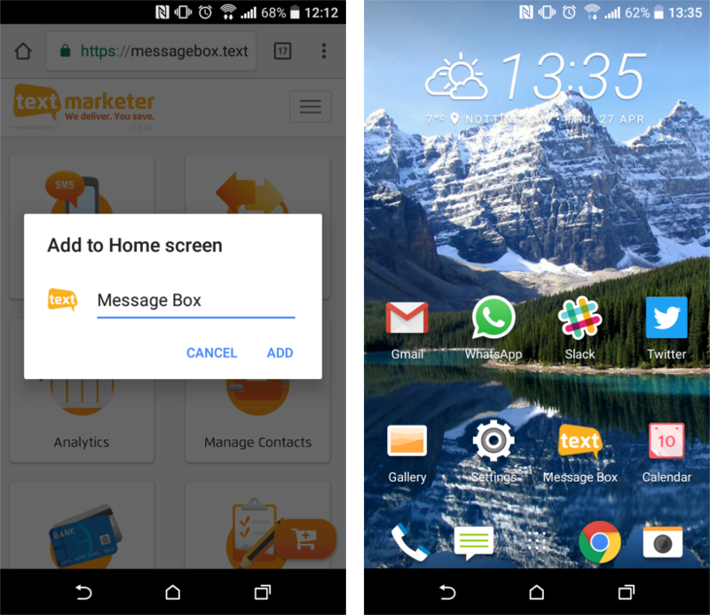 Message Box on Mobile Phone