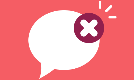 text bubble with cross to indicate opt out