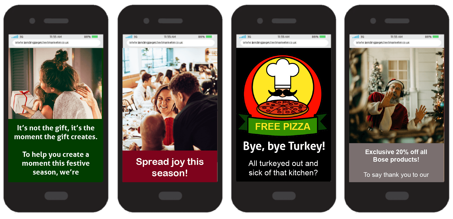 Examples of SMS Web Pages for the festive season