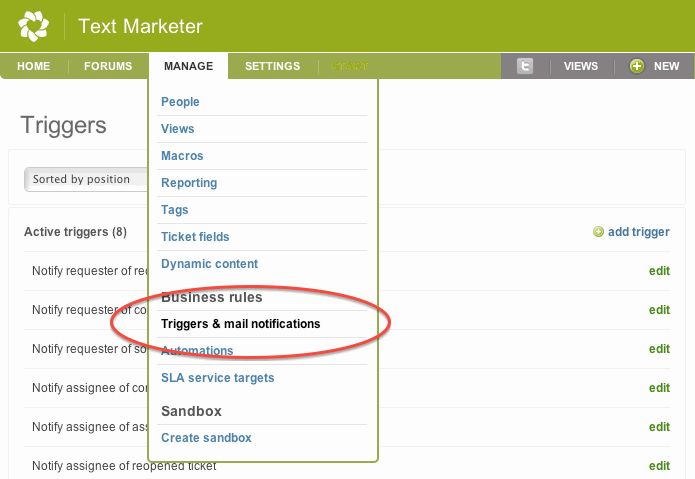 Zendesk trigger SMS